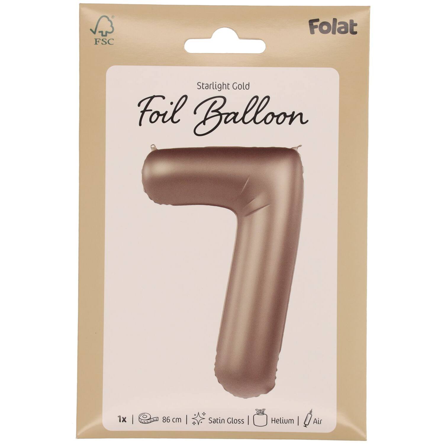 Cijfer Ballon 7 - Starlight Goud - 86 cm