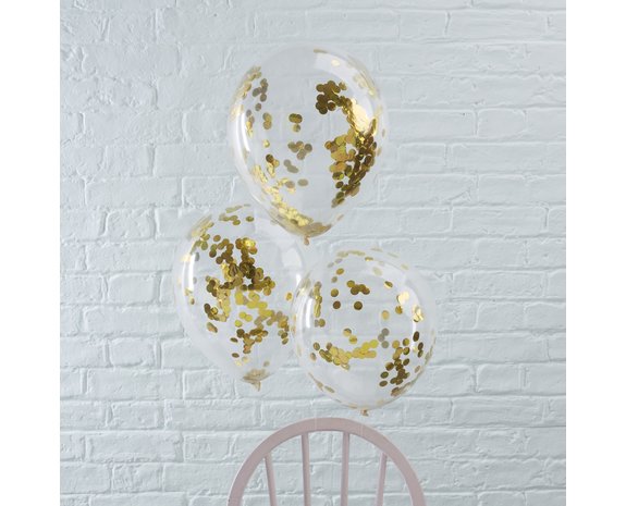 Confetti Ballonnen Goud - 5 stuks - 30 cm