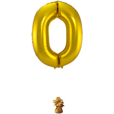 Cijfer Ballon 0 - Goud - 86 cm