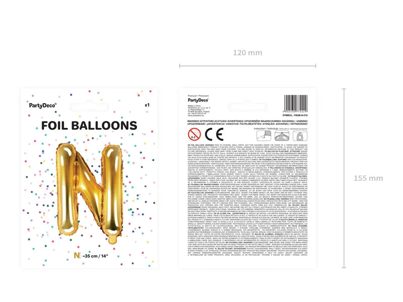 Letter Ballon N Goud - 35 cm