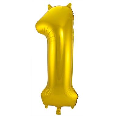 Cijfer Ballon 1 - Goud - 86 cm