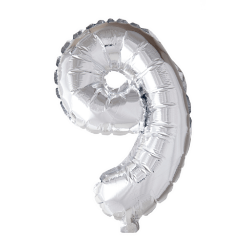 Cijfer Ballon 9 - Zilver - 41 cm