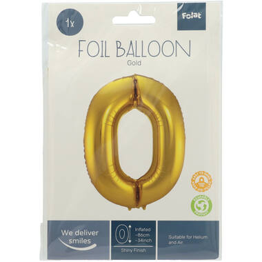 Cijfer Ballon 0 - Goud - 86 cm