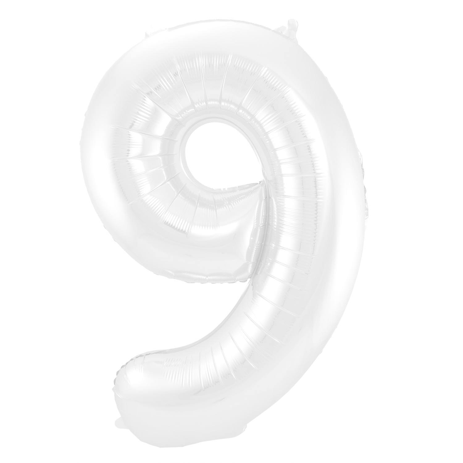 Cijfer Ballon 9 - Wit - 86 cm