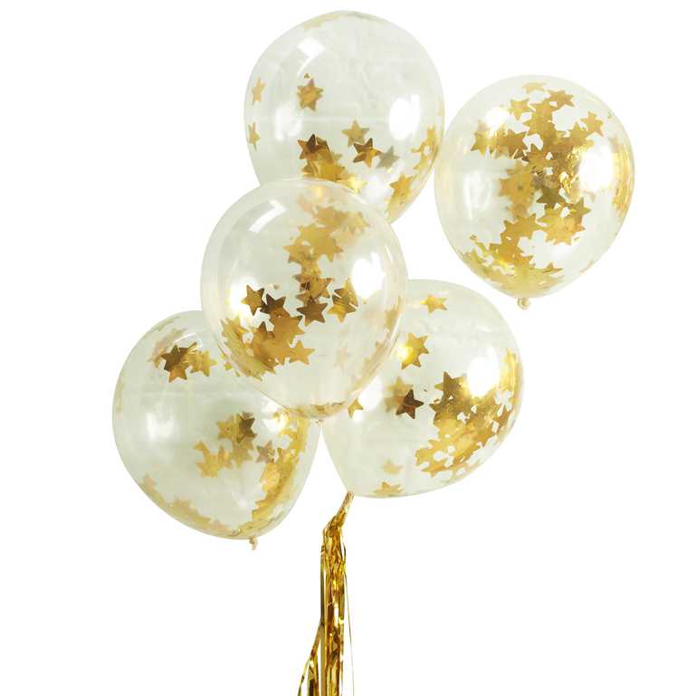 Gouden Confetti Ballonnen Sterren - 5 stuks - 30 cm