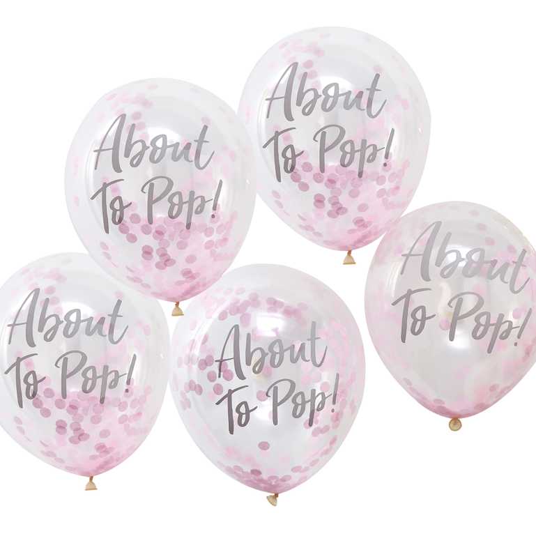 Roze Confetti Ballonnen - About To Pop - 5 stuks - 30 cm