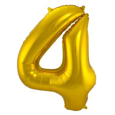 Cijfer Ballon 4 - Goud - 86 cm