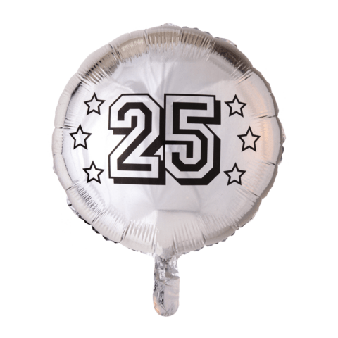 25 Jaar Helium Ballon Zilver - Gevuld Met Helium - 45 cm