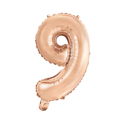 Cijfer Ballon 9 - Rose Goud - 41 cm