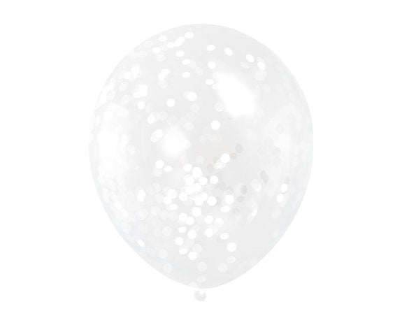 Witte Confetti Ballonnen - 6 stuks - 30,5 cm