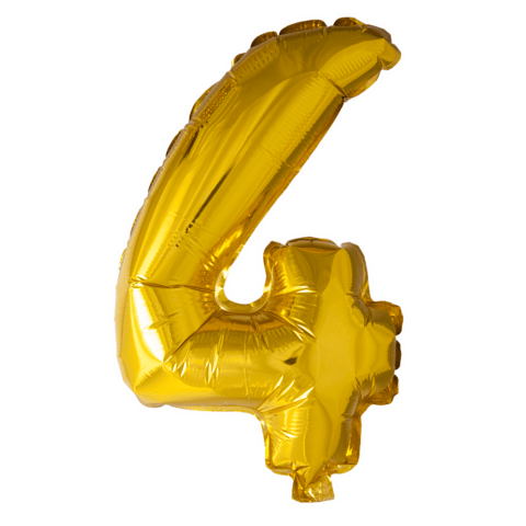 Cijfer Ballon 4 - Goud - 41 cm