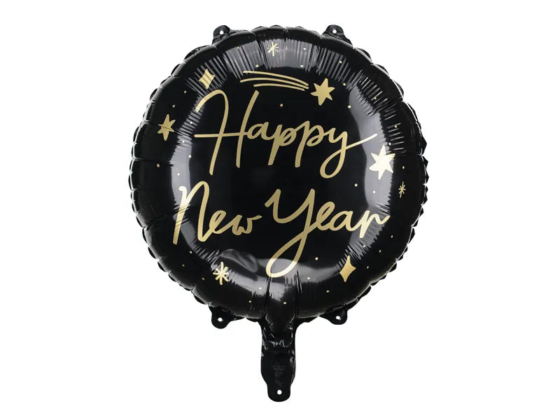 Happy New Year Helium Ballon Zwart - Gevuld Met Helium - 45 cm