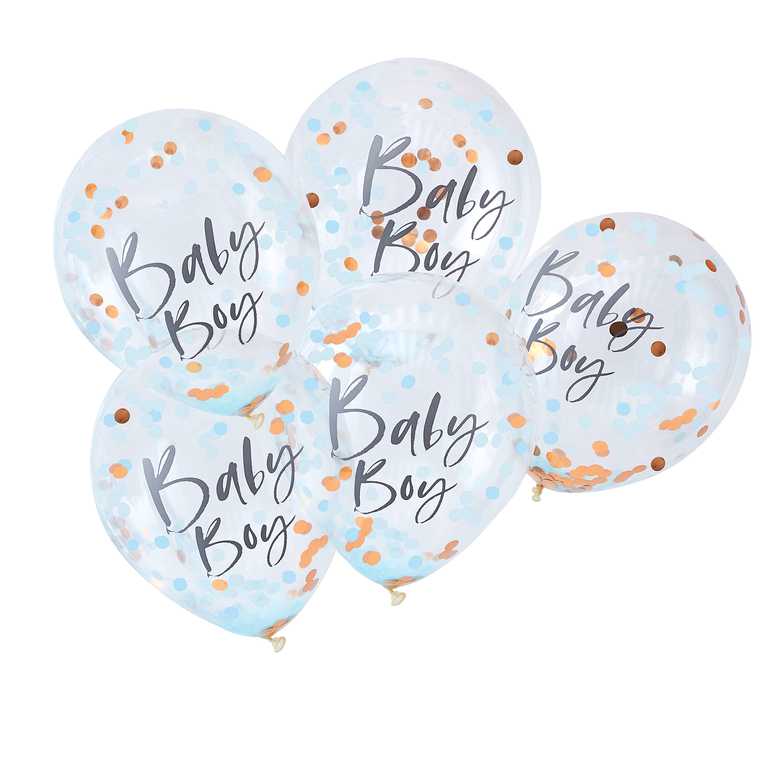 Blauwe Confetti Ballonnen Baby Boy - 5 stuks - 30 cm