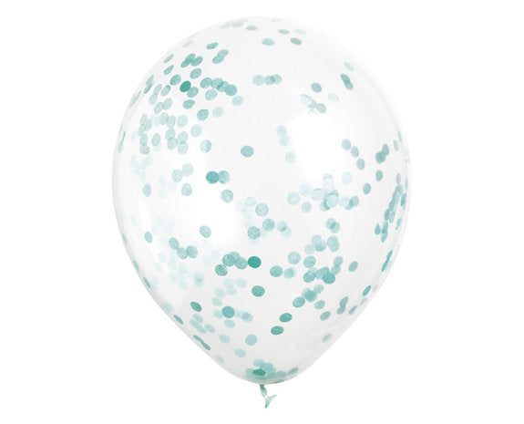 Turquoise Confetti Ballonnen - 6 stuks - 30,5 cm