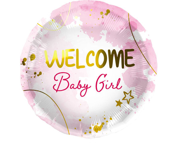 Helium Ballon Welcome Baby Girl - Gevuld Met Helium - 45 cm